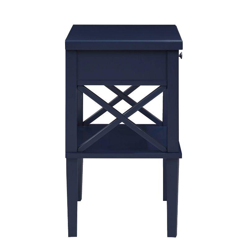 Marta Midnight Blue 1-Drawer Hardwood Nightstand with Shelf