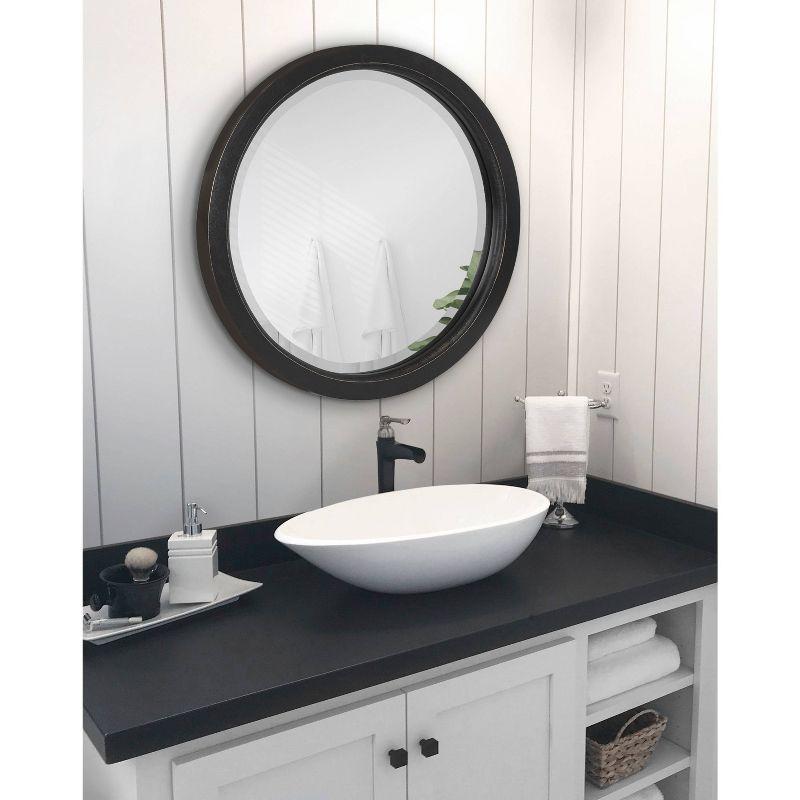 18" x 18" Hogan Round Framed Decorative Wall Mirror Black - Kate & Laurel All Things Decor: Modern Farmhouse Style, Solid Wood