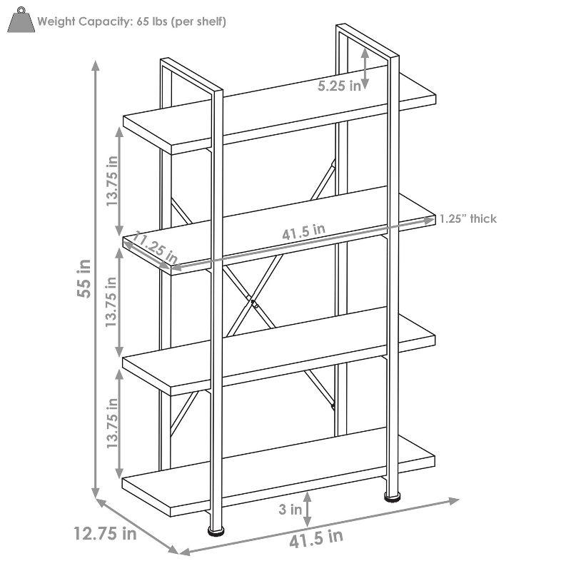 Sunnydaze 4 Shelf Industrial Style Freestanding Etagere Bookshelf with Wood Veneer Shelves - Oak Gray Veneer