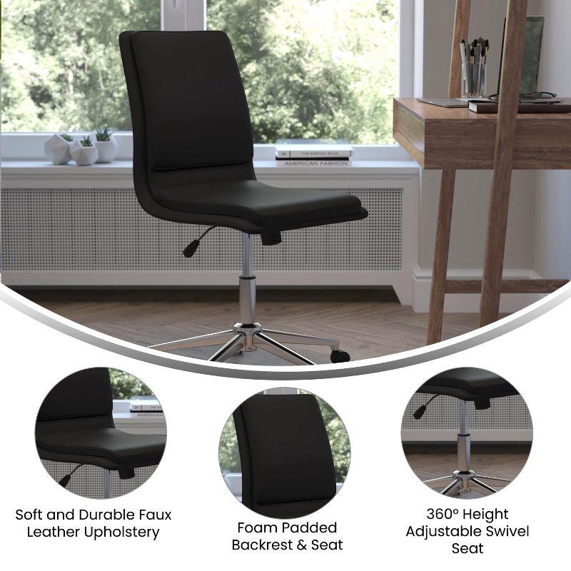 Flash Furniture Madigan Mid-Back Armless Swivel Task Office Chair with Upholstery and Adjustable Metal Base