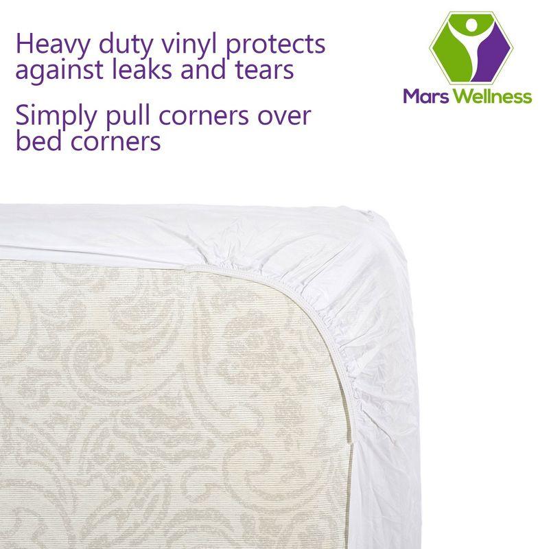 Mars Wellness Waterproof Vinyl Mattress Protector and Cover - White Mattress Cover Sheet  Fitted Twin
