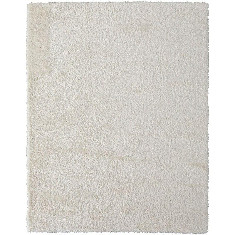 White Rectangular Shag Stain-Resistant Synthetic Rug 2' x 3'