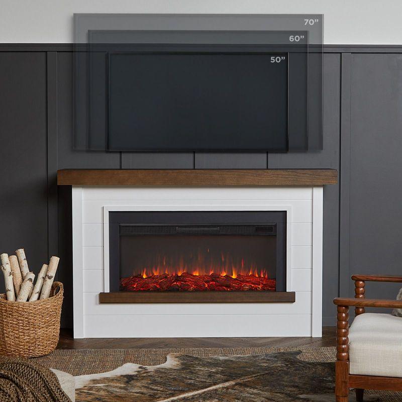 Brynwood White and Brown Wood Electric Fireplace