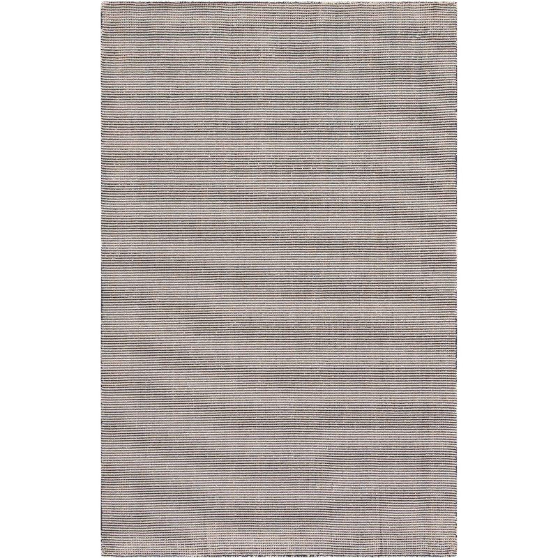 Natural and Black Flat Woven Cotton Area Rug, 5' x 8'