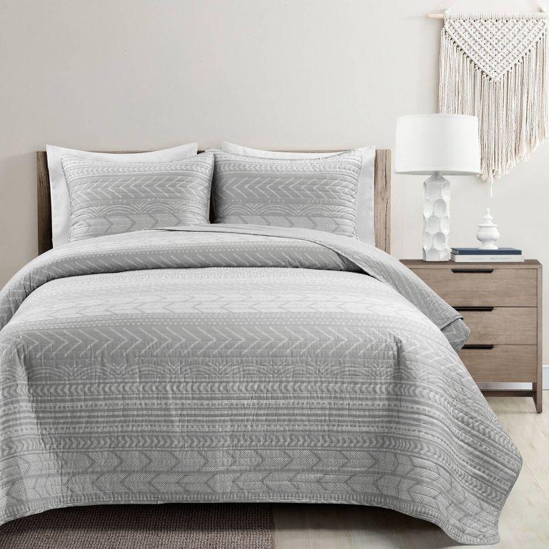 Hygge Geo Reversible Contemporary 3-Piece Quilt Set