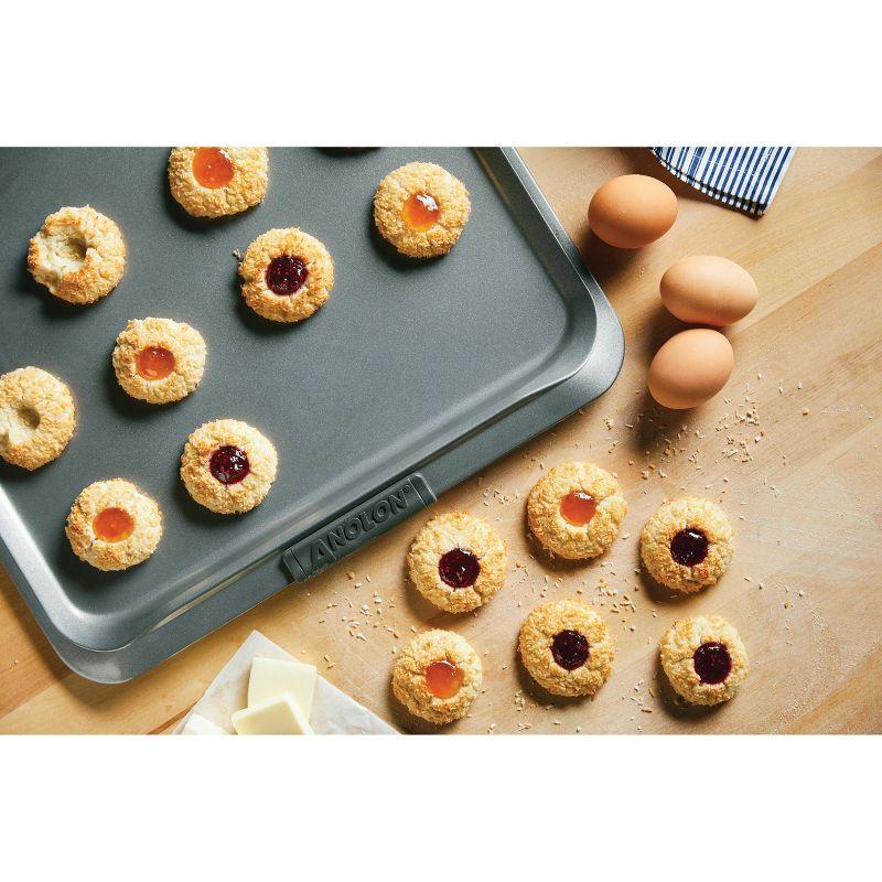 Anolon Advanced Bakeware 14" x 16" Nonstick Cookie Sheet with Silicone Grips Gray: Even-Heating, Soft-Grip, Steel