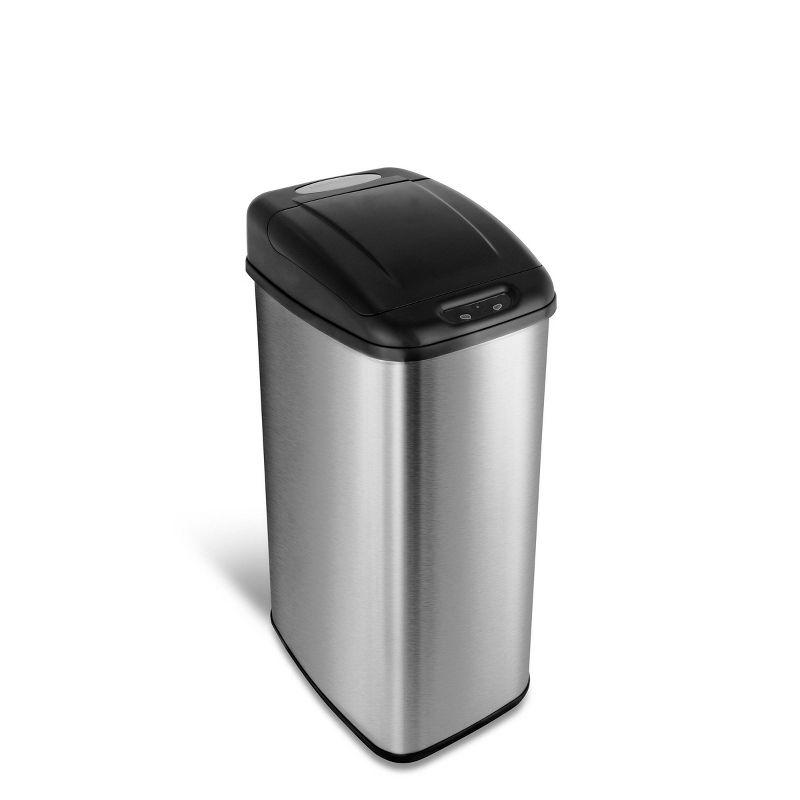 Nine Stars 13.2gal/50L Motion Sensor Trash Can Silver: Stainless Steel, Hands-Free, Quiet Closing, Fingerprint-Resistant