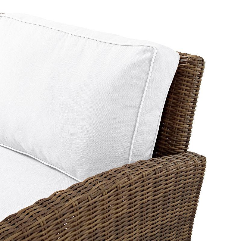 Bradenton Outdoor Loveseat: Weathered Brown/White, Steel Frame, Moisture-Resistant Cushions - Crosley