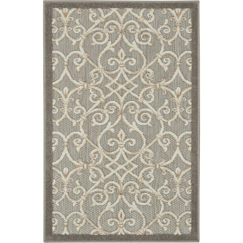 Aloha Scroll High-Low Pile Indoor/Outdoor Rectangular Rug