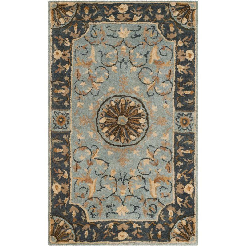 Empire Blue Hand-Tufted Wool Floral Area Rug