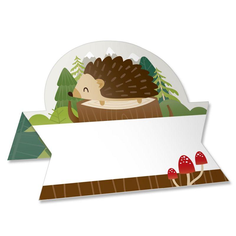 Big Dot of Happiness Forest Hedgehogs - Woodland Birthday Party or Baby Shower Tent Buffet Card - Table Setting Name Place Cards - Set of 24