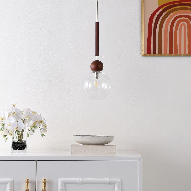 Elegant Nickel & Dark Walnut 7" Globe Pendant Light