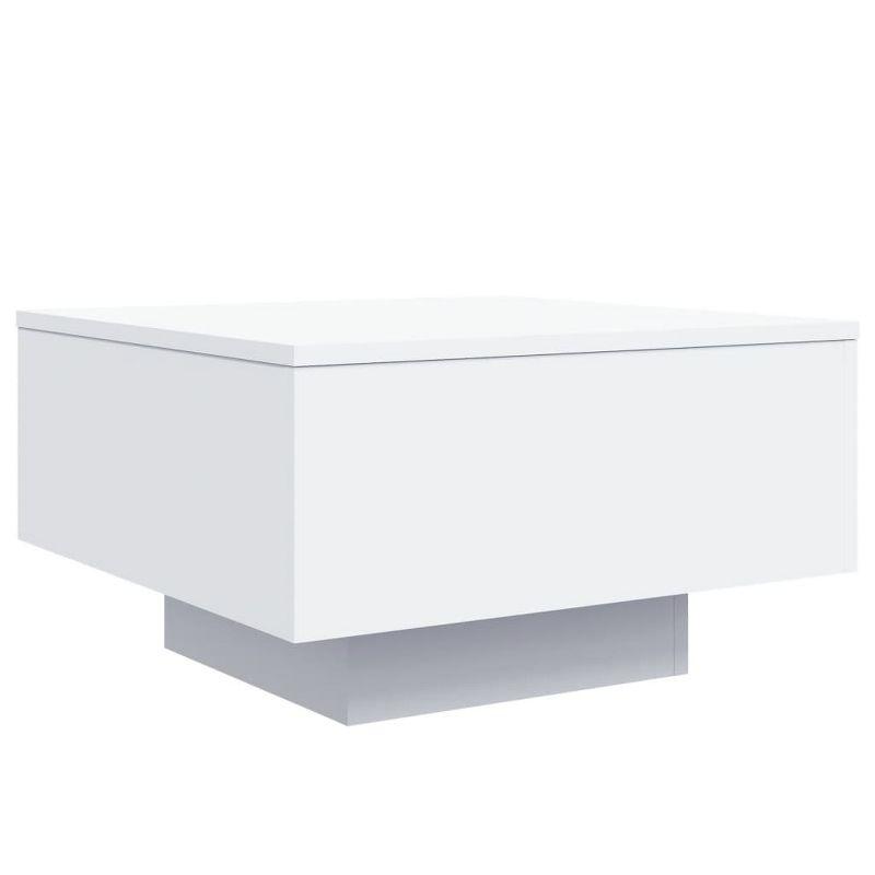 vidaXL Coffee Table with LED Lights White 21.7 in.x21.7 in.x12.2 in.