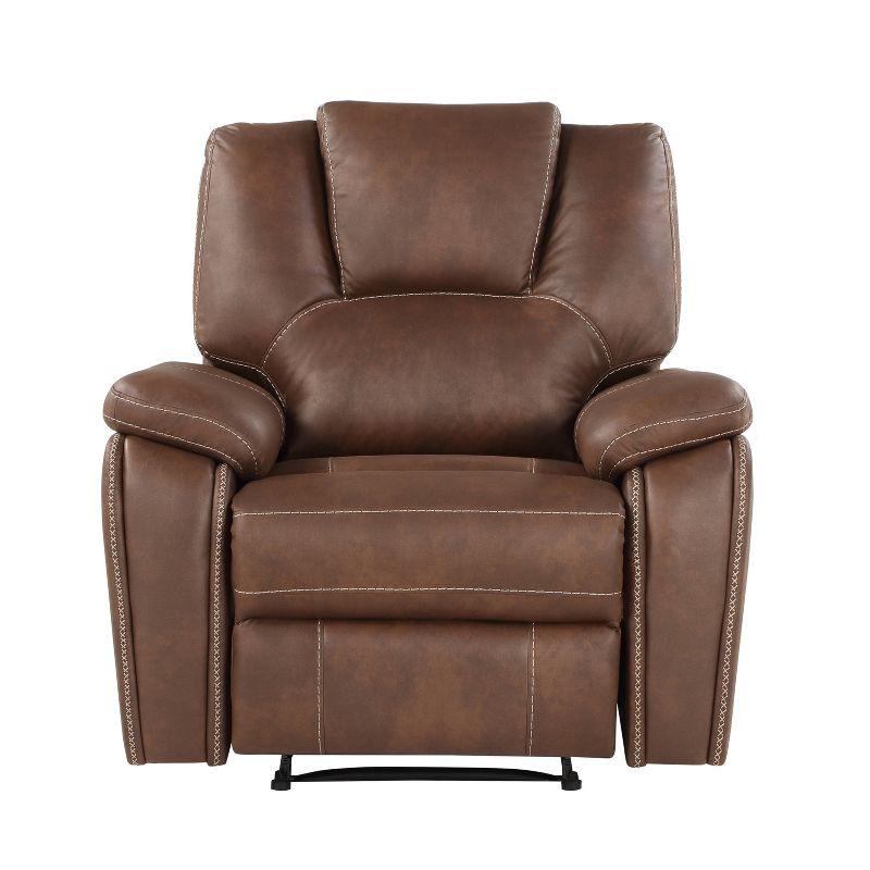 Luxurious Chestnut Brown Faux Leather Manual Recliner