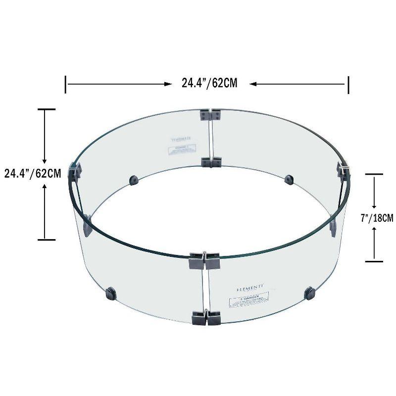 Columbia Round Tempered Glass Wind Screen - Elementi: 25" Diameter Steel Frame, Draft Protection