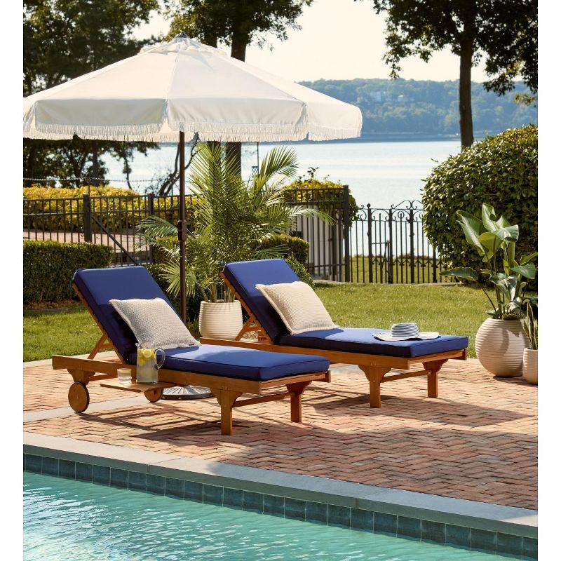 Newport Lounge Chair - Outdoor - PAT7022 - Natural/Navy -Safavieh