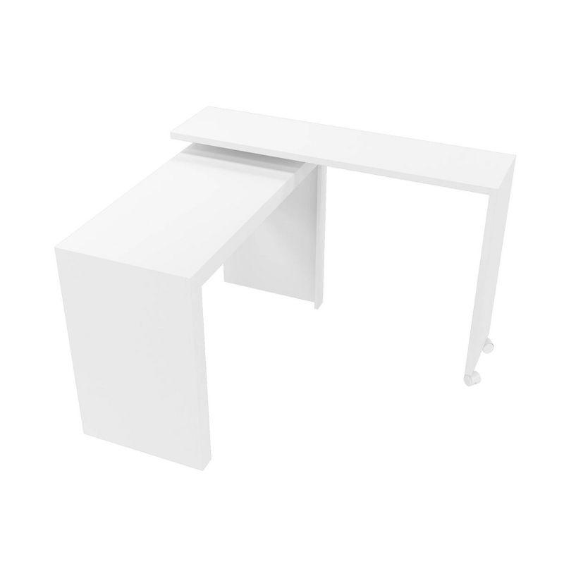 Calabria Nested Desk White - Manhattan Comfort: L-Shaped, Home Office, Kid's Room, MDP Material, No Storage