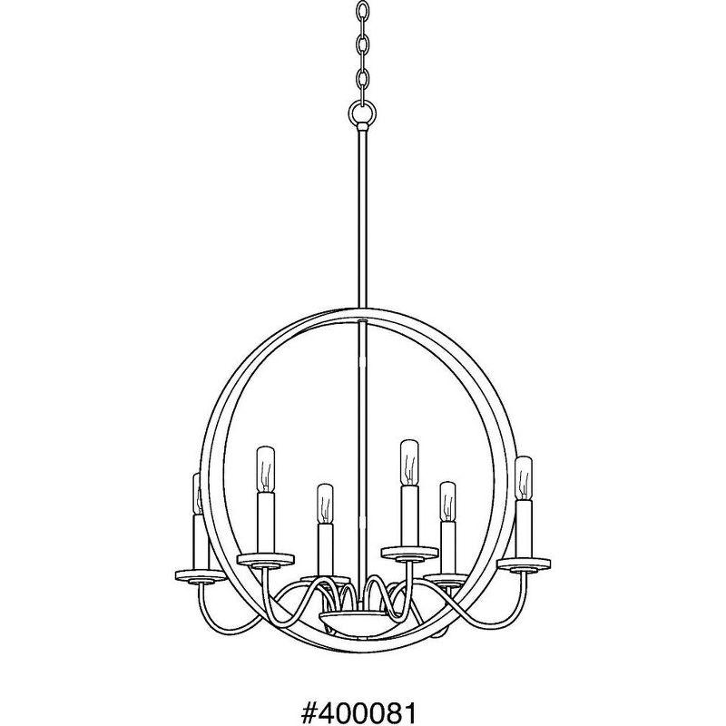 Progress Lighting Fontayne 6-Light Chandelier, Antique Bronze, Candelabra Lights, Steel, Dry Rated, Rustic Farmhouse, Modern Farmhouse, Urban