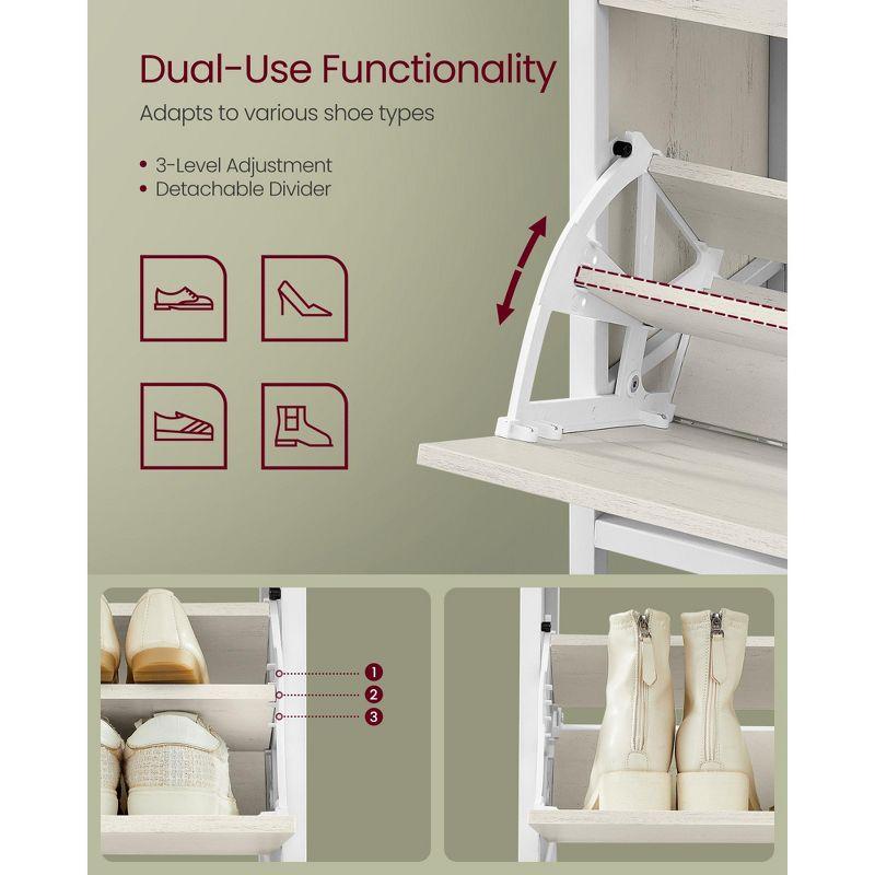 VASAGLE Shoe Cabinet with 3 Flip Drawers, Shoe Storage Cabinet for Entryway