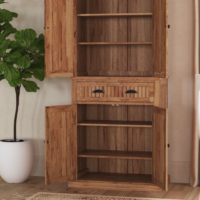 Nantucket Kitchen Storage Pantry - Natural: Home Styles, Hardwood Standing Cabinet with Drawer & Shelves