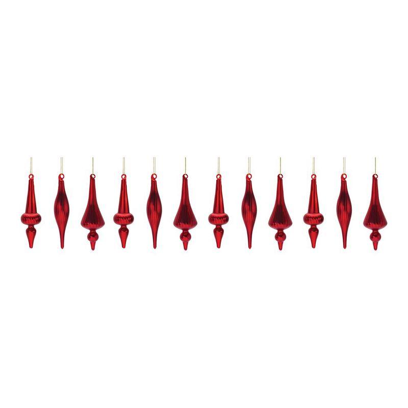 Melrose Ribbed Glass Finial Ornament (Set of 12)