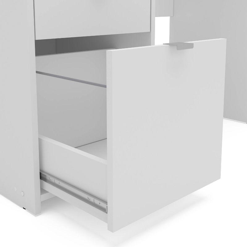 Cambridge 3 Drawer Writing Desk with Shelf White - Polifurniture: Compact Home Office, Modern Style, File Storage