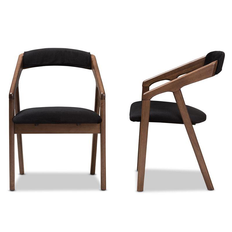 Set of 2 Wendy Midcentury Velvet Dining Chairs with Walnut Finish: Baxton Studio