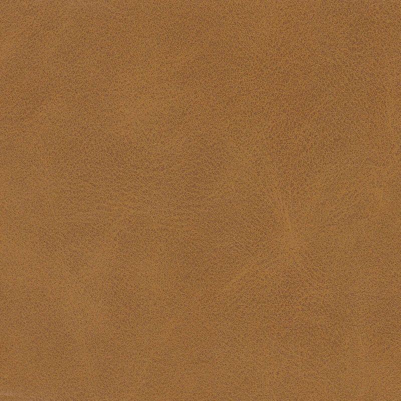 Round Upholstered Ottoman Caramel Faux Leather - HomePop: Channel Tufted, No Assembly Required