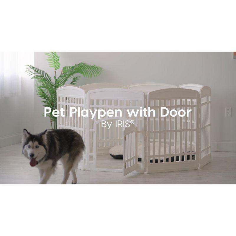IRIS USA 24" Exercise 8-Panel Pet Playpen with Door, Dog Cat Playpen, Puppy Playpen, Black