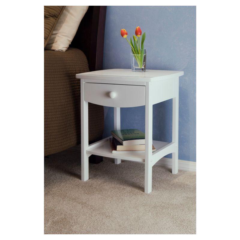 Claire Accent Table White - Winsome: Wood Composite Nightstand with Drawer & Shelf, Spot Clean