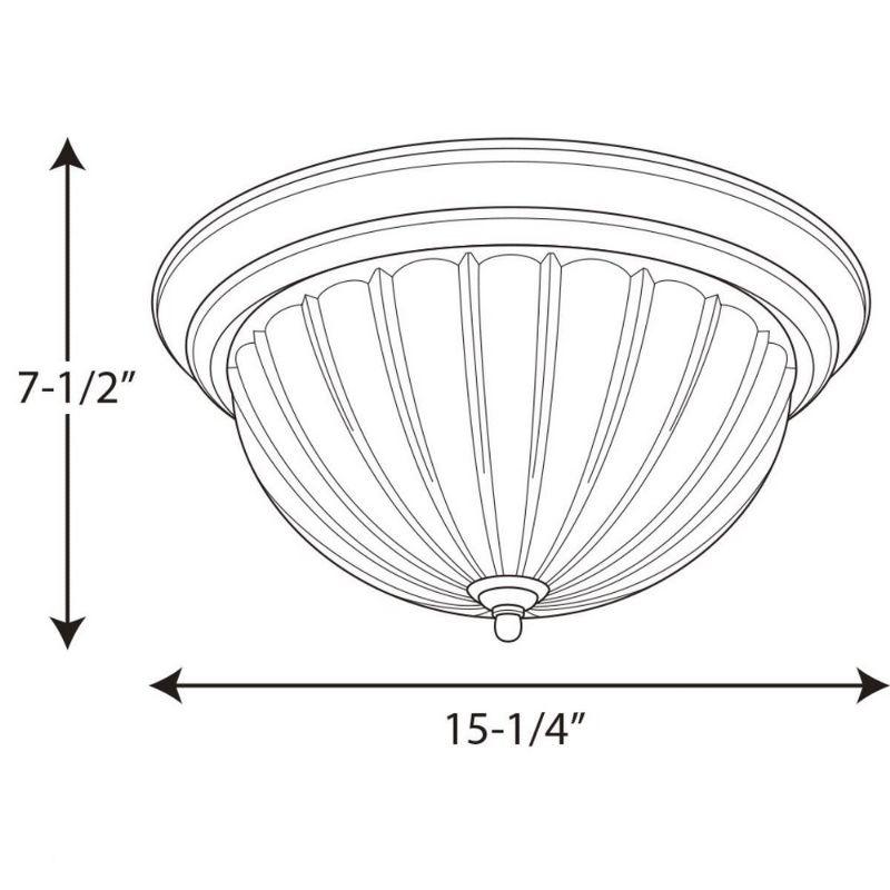 Progress Lighting, Melon, 3-Light Flush Mount, Antique Bronze, Etched Ribbed Melon Glass