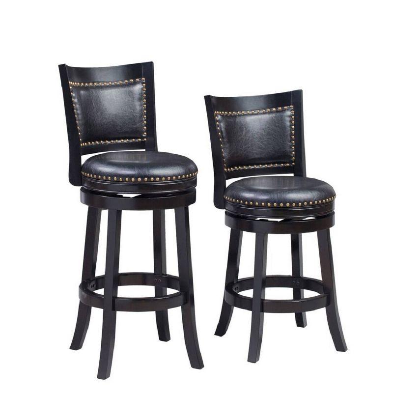 Bristol 24" Black Leather High-Back Swivel Counter Stool