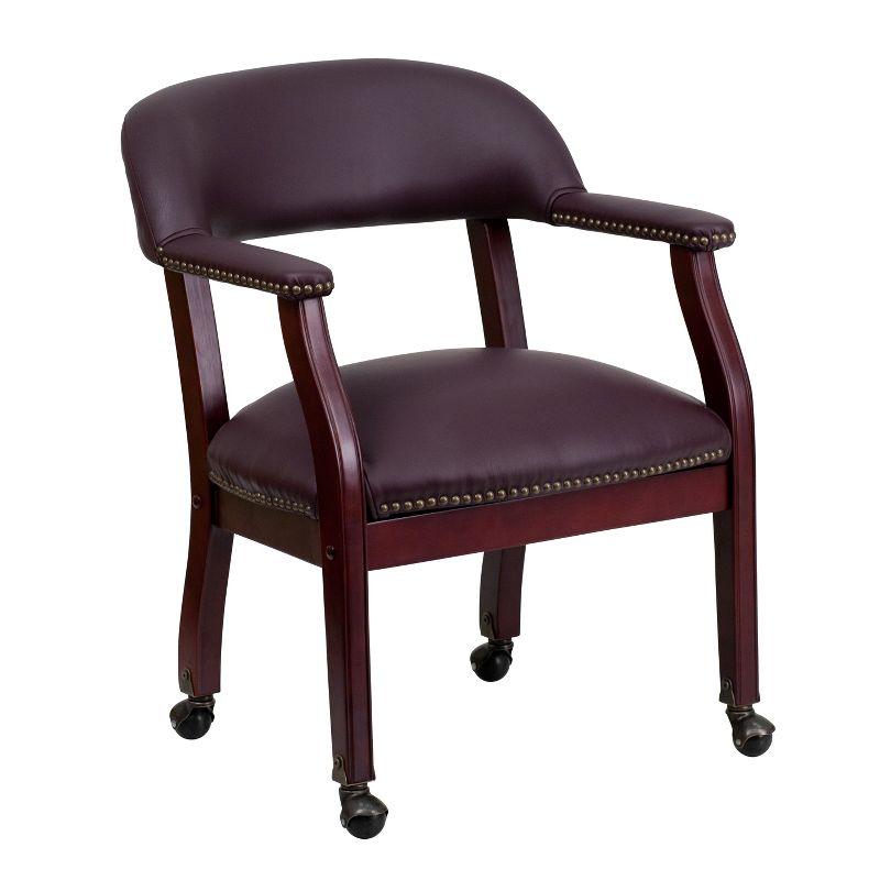 Elegant Burgundy LeatherSoft Conference Chair with Brass Accents