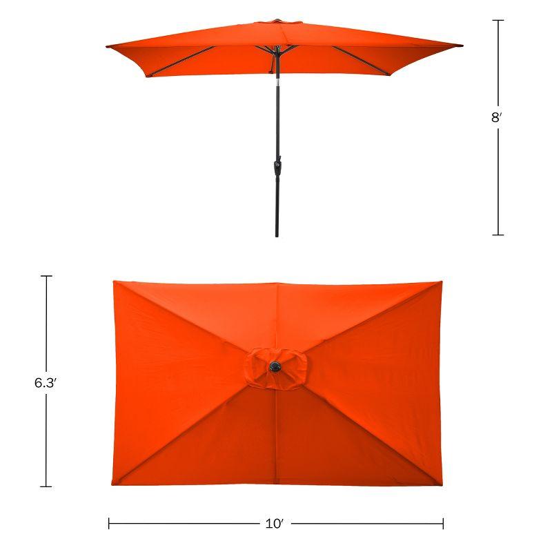 Pure Garden 10-ft Rectangular Patio Umbrella - Easy Crank Sun Shade with Push Button Tilt for Outdoor Furniture, Deck, Backyard, or Pool