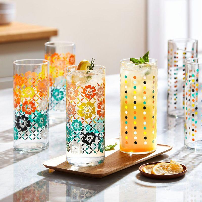 Libbey Libbey Vintage Flower Power Party Dots Cooler Glasses, 16 oz. (Set of 4)