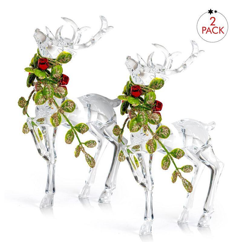 Ornativity Acrylic Christmas Reindeer Figurines - 2 Pc