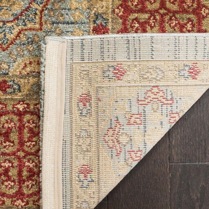 Red and Beige Rectangular Synthetic Area Rug