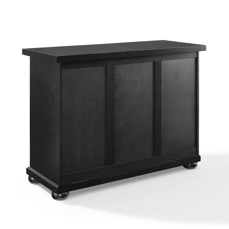 Crosley Alexandria Sliding Top Bar Cabinet Black: Rubberwood Construction, Wine & Glass Storage, Adjustable Shelves