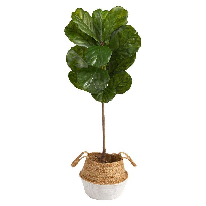 Boho Chic 4ft UV Resistant Fiddle Leaf Fig in Cotton & Jute Planter