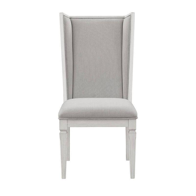 22.25" Katia Dining Chair Light Gray Linen and Weathered White Finish - Acme Furniture