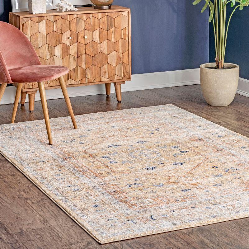 Nuloom Jacquie Oriental/Persian 4x6 Indoor Area Rug for Living Room Bedroom Dining Room Kitchen, Gold/Ivory