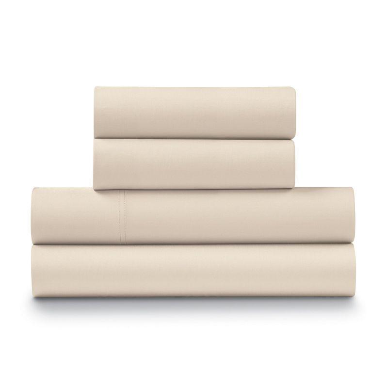 Sandy Serenity 300TC Cotton Percale Queen Sheet Set with Deep Pockets