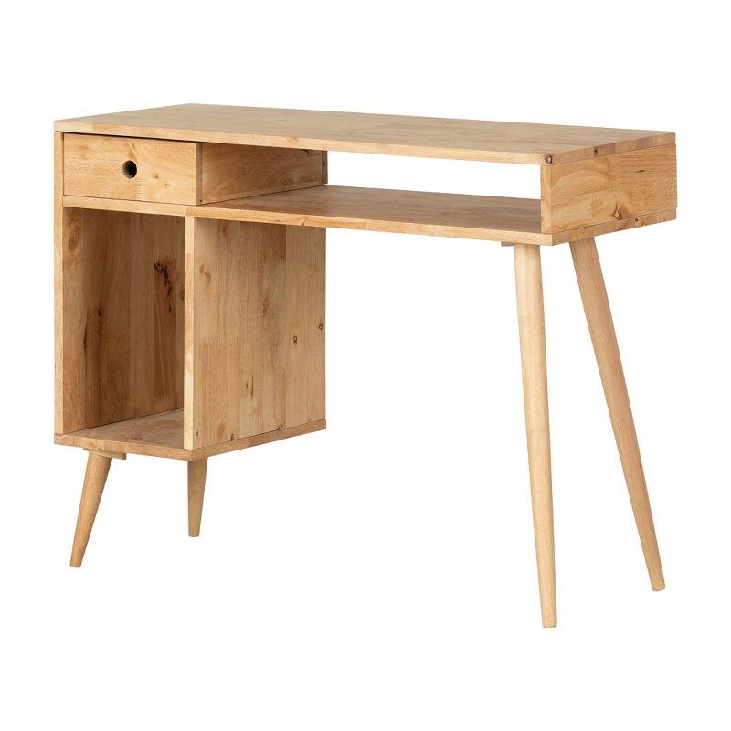 Natural Rubberwood 39" Scandinavian Computer Desk with Drawer