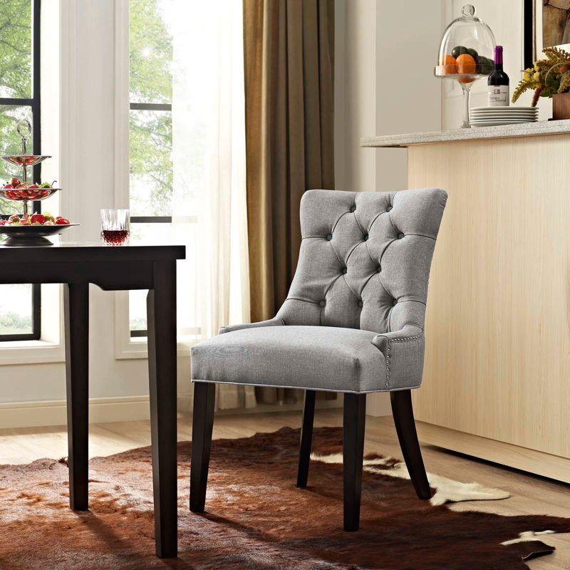 Elegant Hourglass Light Gray Upholstered Side Chair with Nailhead Trim