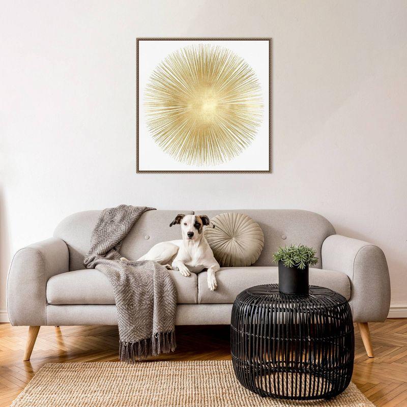 30"x30" Sunburst Soft Gold I by Abby Young Framed Canvas Wall Art Print Bronze - Amanti Art: Modern Style, Polystyrene Frame