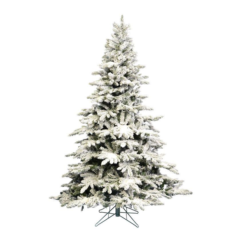 7.5 ft Flocked Green and White Fir Artificial Christmas Tree with Stand