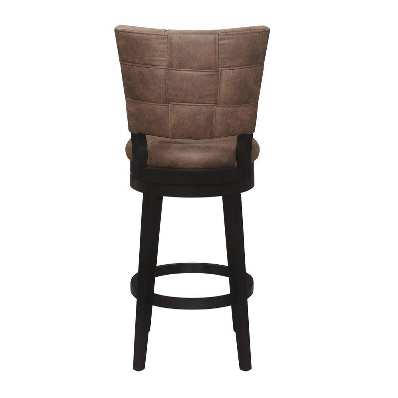 30" Kaede Wood and Upholstered Swivel Barstool Black/Chestnut - Hillsdale Furniture: Matte Finish, Faux Leather, Fixed Height