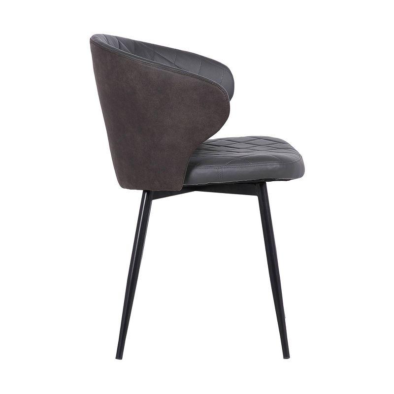 Armen Living Ava Contemporary Dining Chair Faux Leather Black/Gray: Modern Armless Design, Plywood & Steel Frame, 250lb Capacity