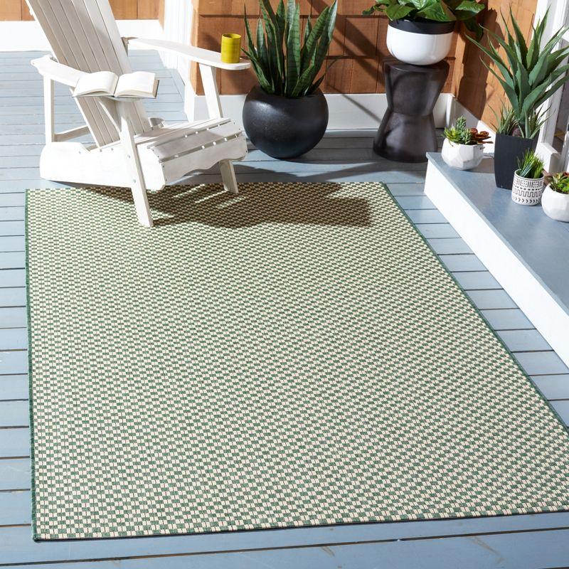 Dark Green and Beige Rectangular Stain-Resistant Synthetic Rug