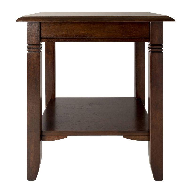 Nolan End Table Cappuccino - Winsome: Solid Wood, Composite, Ribbed Leg Detail, Fixed Shelf